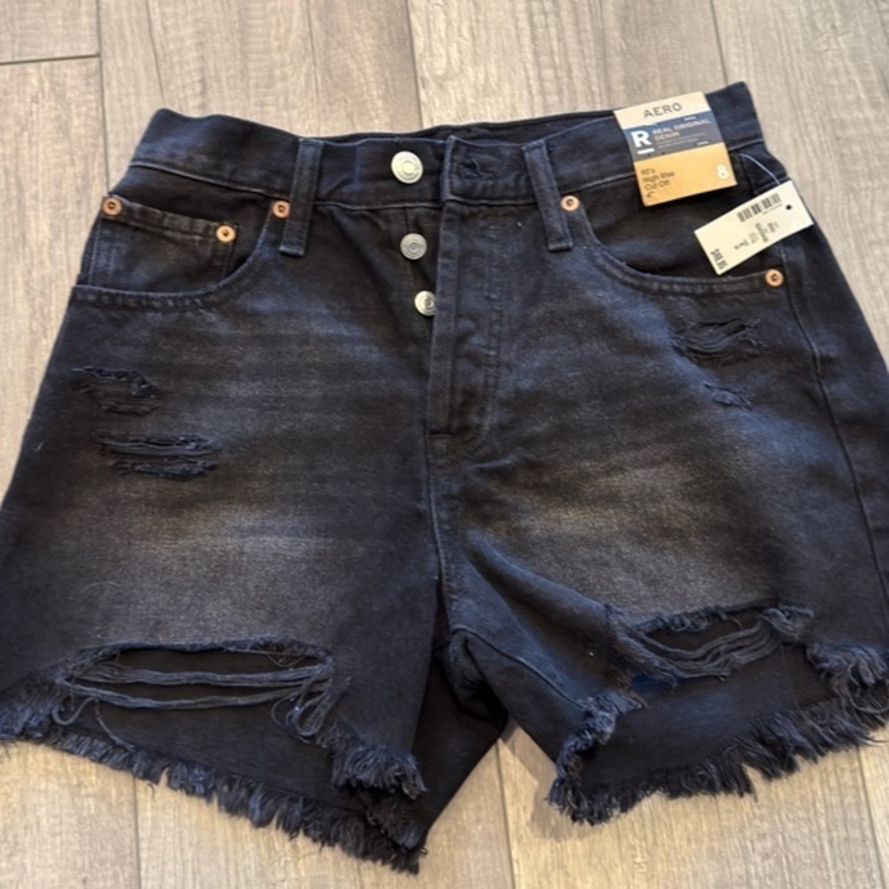 Aeropostale Black Distressed Women Shorts